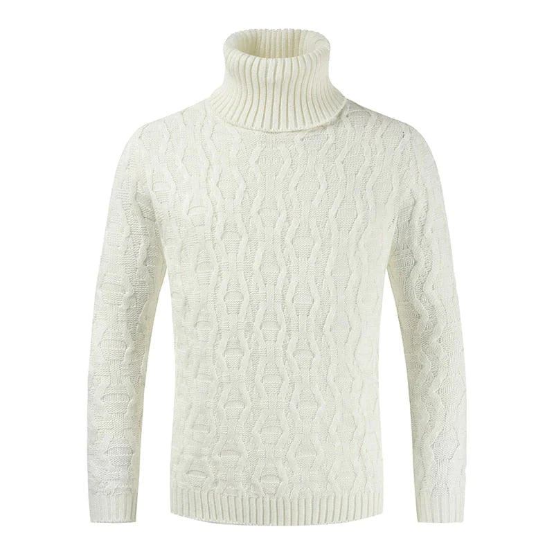 Men Turtleneck Knitted Solid Color Pullover Sweater Allmartdeal