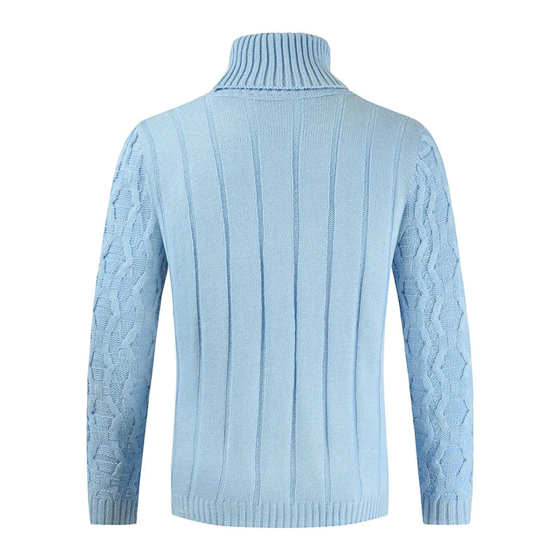 Men Turtleneck Knitted Solid Color Pullover Sweater Allmartdeal