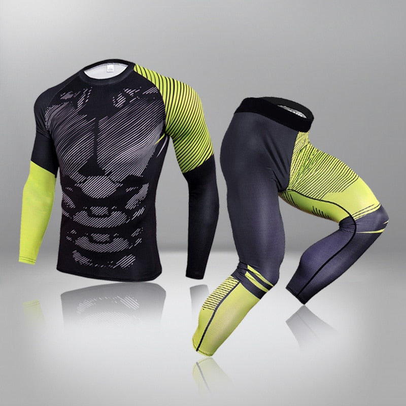 Men's 2Pcs Thermal Compression Fitness Set Allmartdeal