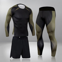 Men's 3Pcs Compression Thermal Fitness Tracksuit Set Allmartdeal