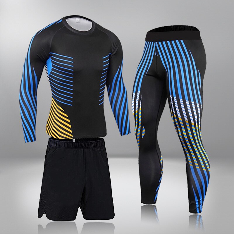 Men's 3Pcs Compression Thermal Fitness Tracksuit Set Allmartdeal