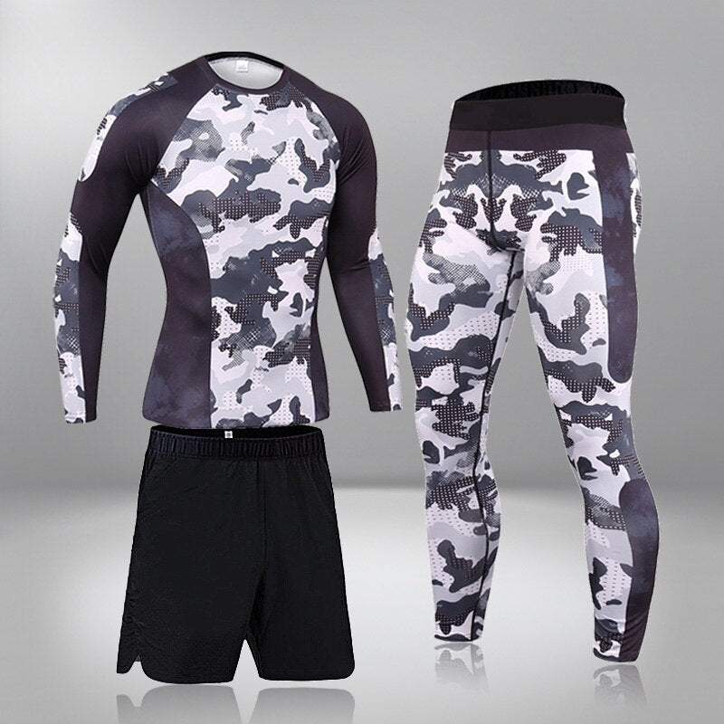 Men's 3Pcs Compression Thermal Fitness Tracksuit Set Allmartdeal