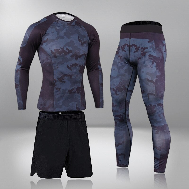 Men's 3Pcs Compression Thermal Fitness Tracksuit Set Allmartdeal