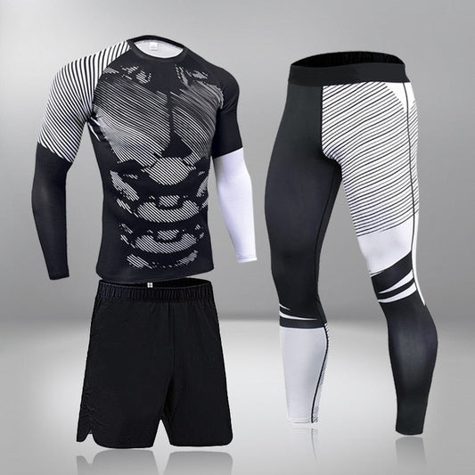 Men's 3Pcs Compression Thermal Fitness Tracksuit Set Allmartdeal