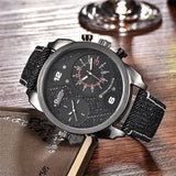 Men's Canvas Sport Casual Quartz Two Time Zone Wristwatch Allmartdeal
