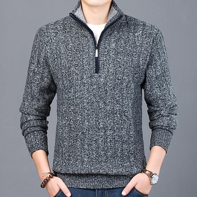 Men's Casual Pullover Slim Stand Collar Knitted Sweater Allmartdeal