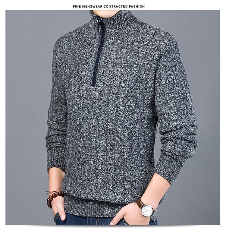 Men's Casual Pullover Slim Stand Collar Knitted Sweater Allmartdeal