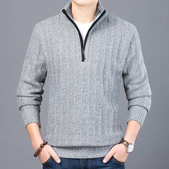 Men's Casual Pullover Slim Stand Collar Knitted Sweater Allmartdeal