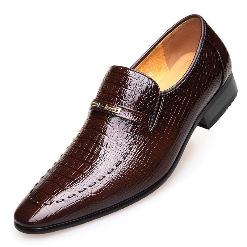 Men's Classic Low-Cut Embossed Leather Loafers Allmartdeal