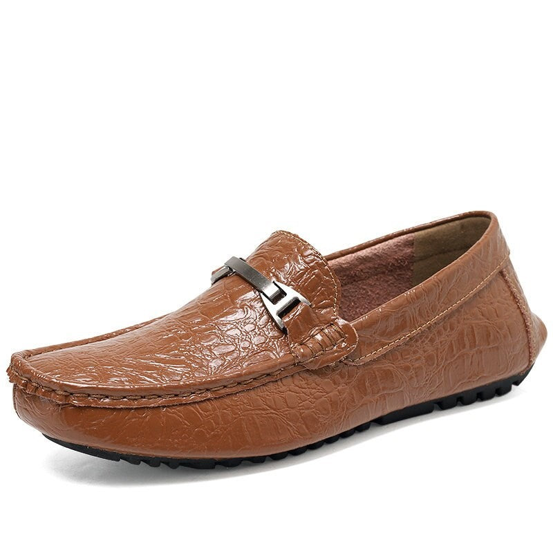 Men's Crocodile Grain Style Genuine Leather Moccasins Allmartdeal