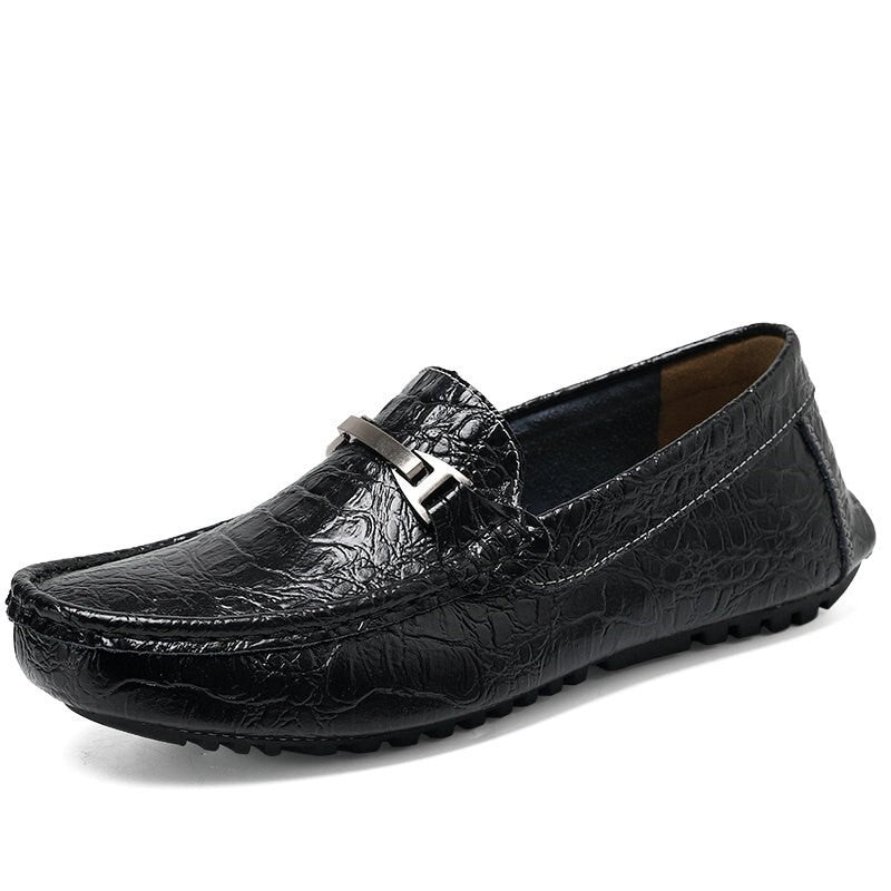 Men's Crocodile Grain Style Genuine Leather Moccasins Allmartdeal