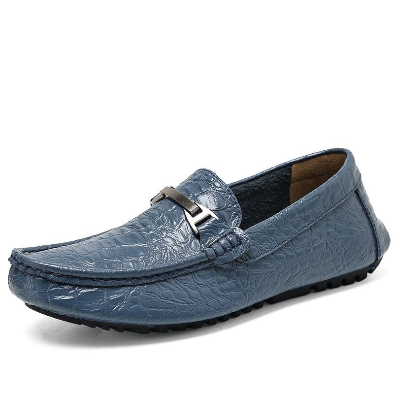 Men's Crocodile Grain Style Genuine Leather Moccasins Allmartdeal