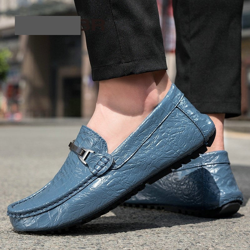 Men's Crocodile Grain Style Genuine Leather Moccasins Allmartdeal