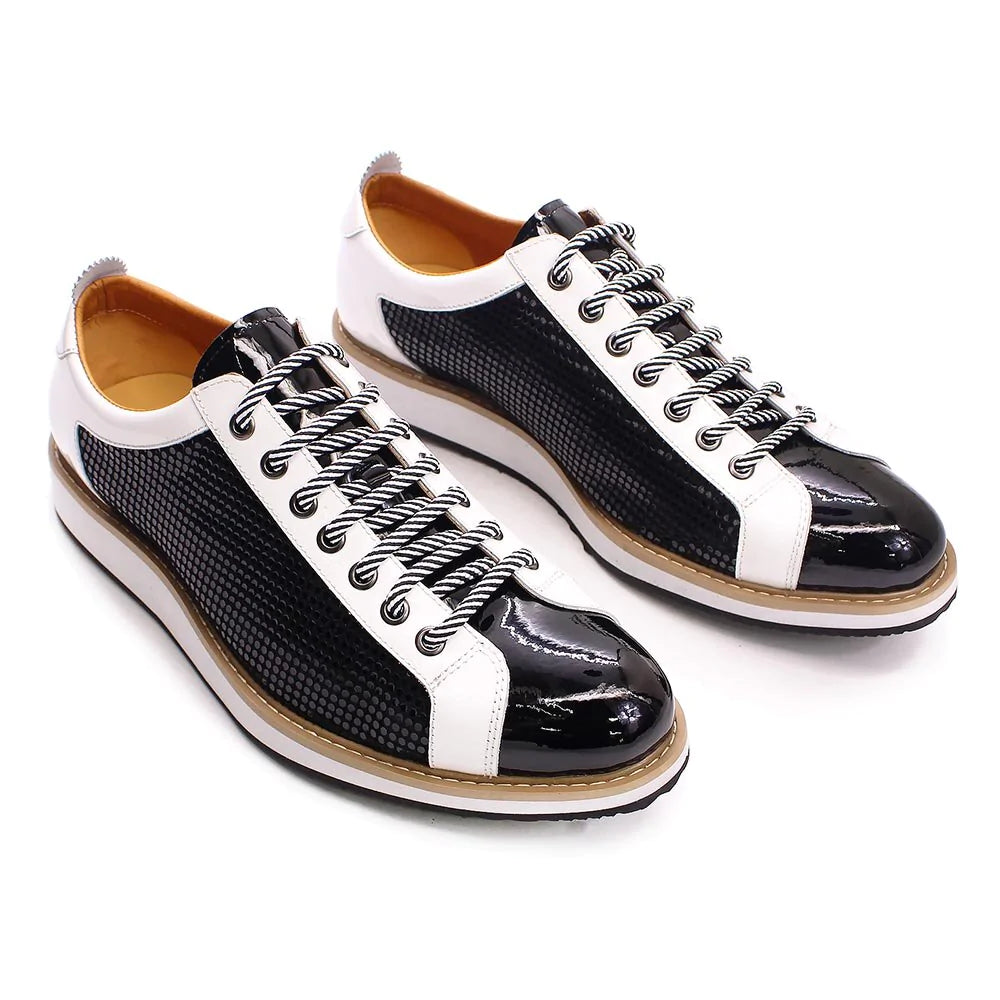 Men's Flat Patent Leather Lace Up Casual Shoes Allmartdeal