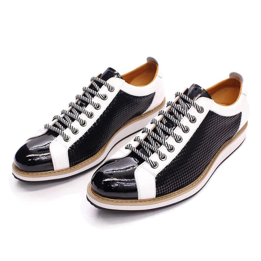 Men's Flat Patent Leather Lace Up Casual Shoes Allmartdeal