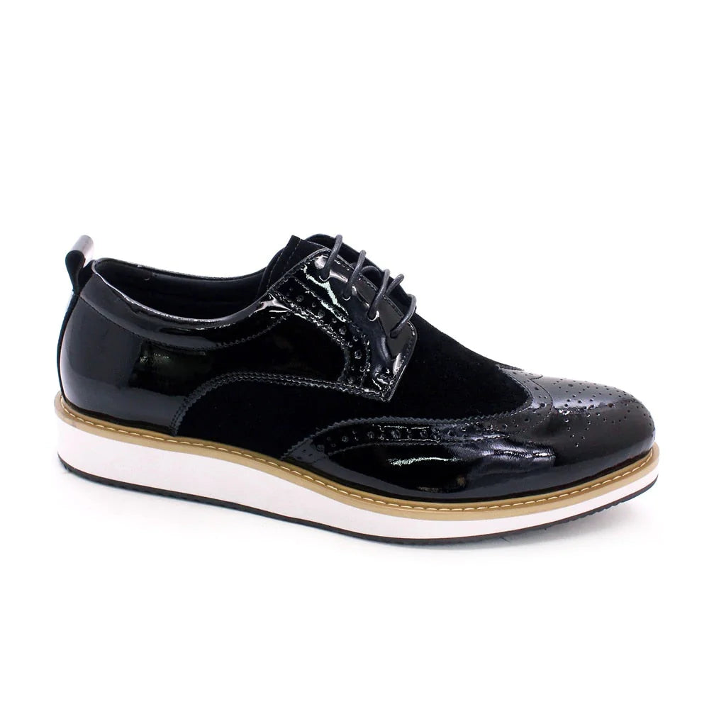 Men's Flat Patent Leather Lace Up Casual Shoes Allmartdeal