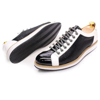 Men's Flat Patent Leather Lace Up Casual Shoes Allmartdeal