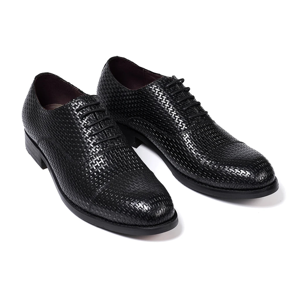 Men's Genuine Cow Leather Solid Cap Toe Shoes Allmartdeal