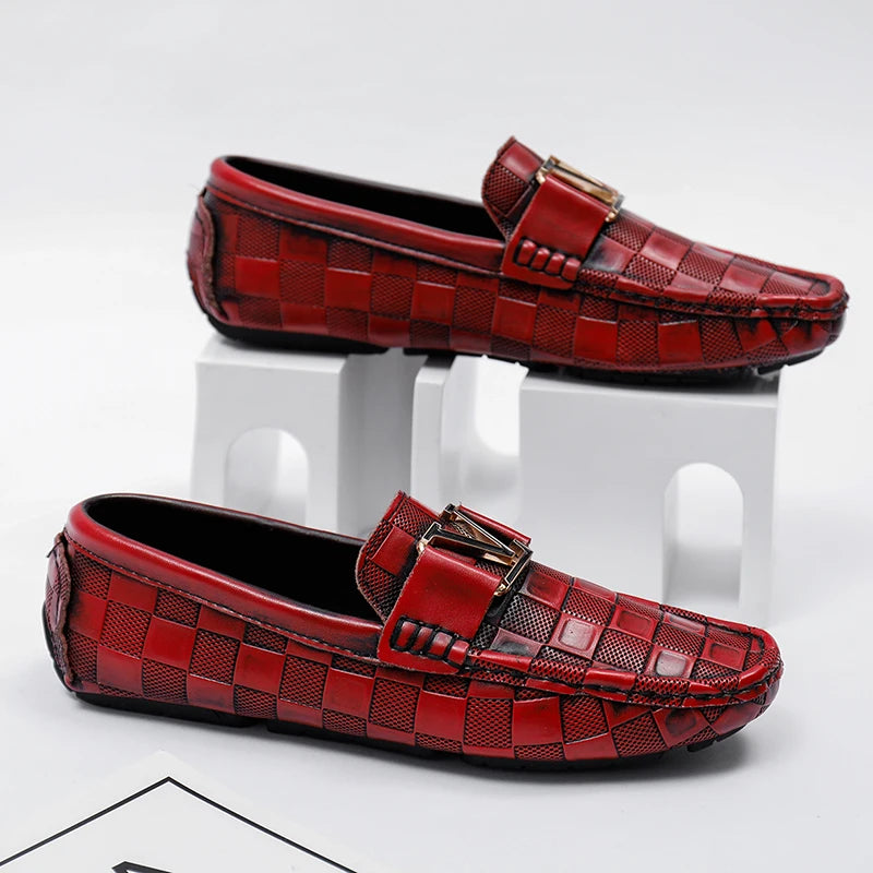 Men's Genuine Cowhide Leather Crocodile Pattern Moccasin Loafers Allmartdeal