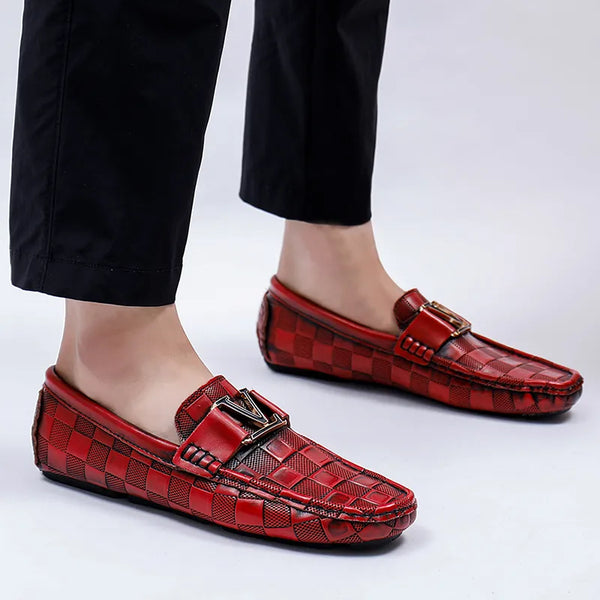 Men's Genuine Cowhide Leather Crocodile Pattern Moccasin Loafers Allmartdeal