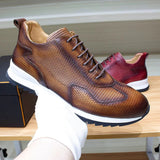 Men's Genuine Leather Comfortable Oxford Breathable Sneakers Allmartdeal