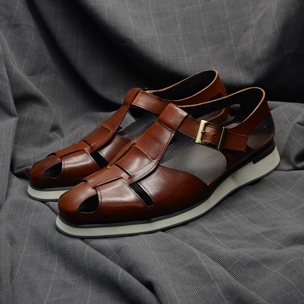 Men's Genuine Leather Cowhide Sandals Shoes Allmartdeal