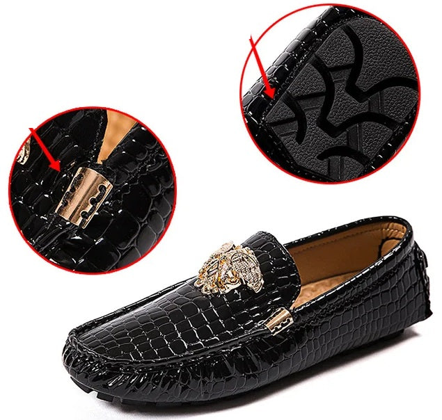 Men's High Quality Leather Snake Pea Moccasin Loafers Allmartdeal