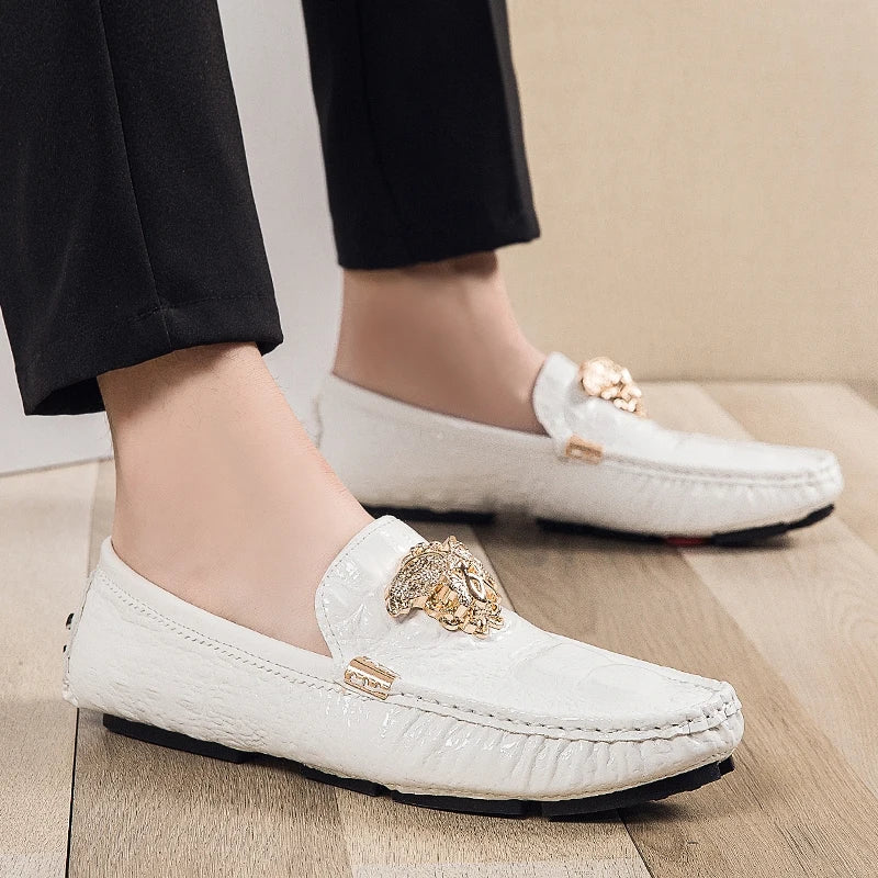 Men's High Quality Leather Snake Pea Moccasin Loafers Allmartdeal