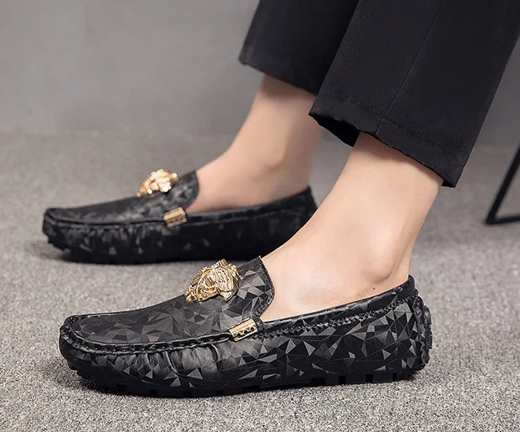 Men's High Quality Leather Snake Pea Moccasin Loafers Allmartdeal