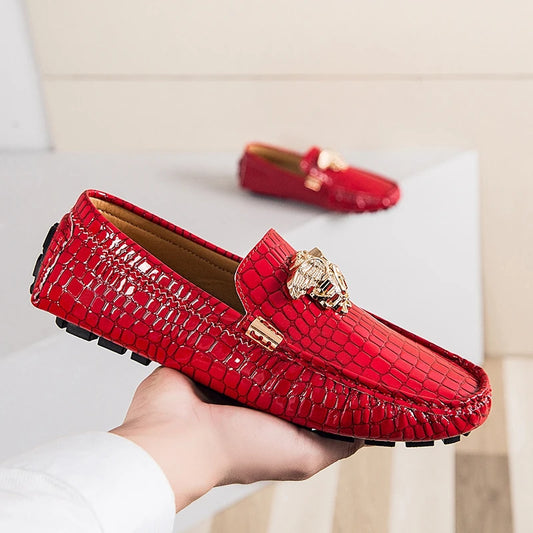 Men's High Quality Leather Snake Pea Moccasin Loafers Allmartdeal