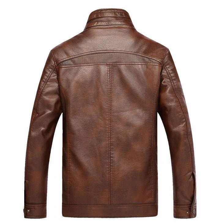 Men's High Quality PU Leather Faux Fur Fleece Jacket Allmartdeal