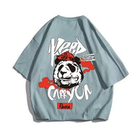 Men's Hip Hop Panda Print Cotton Short Sleeve Loose T-Shirt Allmartdeal