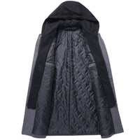 Men's Hooded Wool Scarf Collar Cotton Trench Coat Allmartdeal