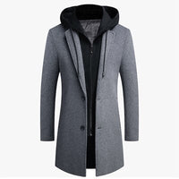 Men's Hooded Wool Scarf Collar Cotton Trench Coat Allmartdeal