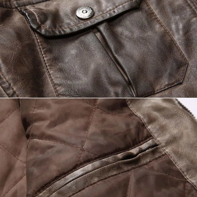 Men's Leather Casual Biker Retro Jacket Allmartdeal