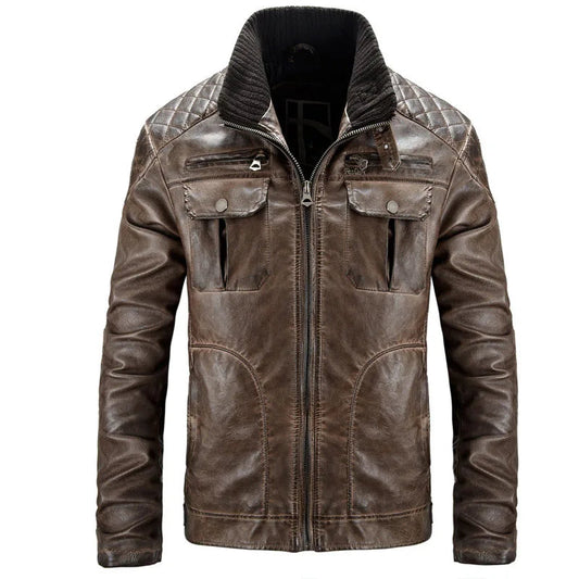 Men's Leather Casual Biker Retro Jacket Allmartdeal