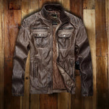 Men's Leather Casual Biker Retro Jacket Allmartdeal