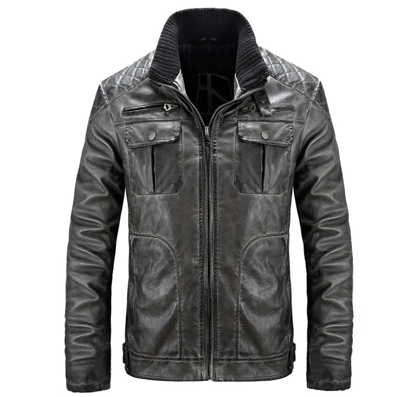 Men's Leather Casual Biker Retro Jacket Allmartdeal