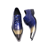 Men's Leather Metal Pointed Toe Derby Shoes Allmartdeal