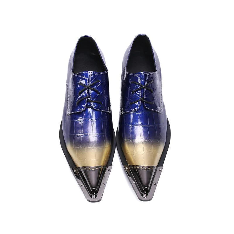 Men's Leather Metal Pointed Toe Derby Shoes Allmartdeal