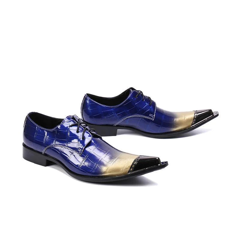 Men's Leather Metal Pointed Toe Derby Shoes Allmartdeal