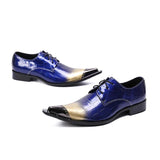 Men's Leather Metal Pointed Toe Derby Shoes Allmartdeal