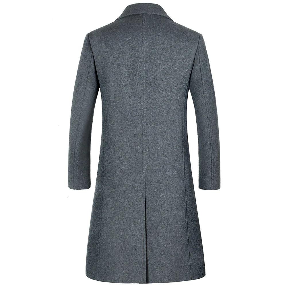 Men's Long Below Knee Windbreaker Wool Coat Allmartdeal