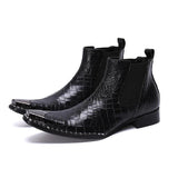 Men's Luxury Metal Pointed Toe Genuine Leather Boots Allmartdeal