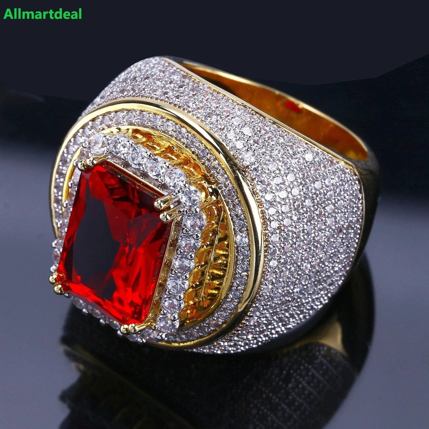 Men's Luxury Red Gold Color Ring Allmartdeal