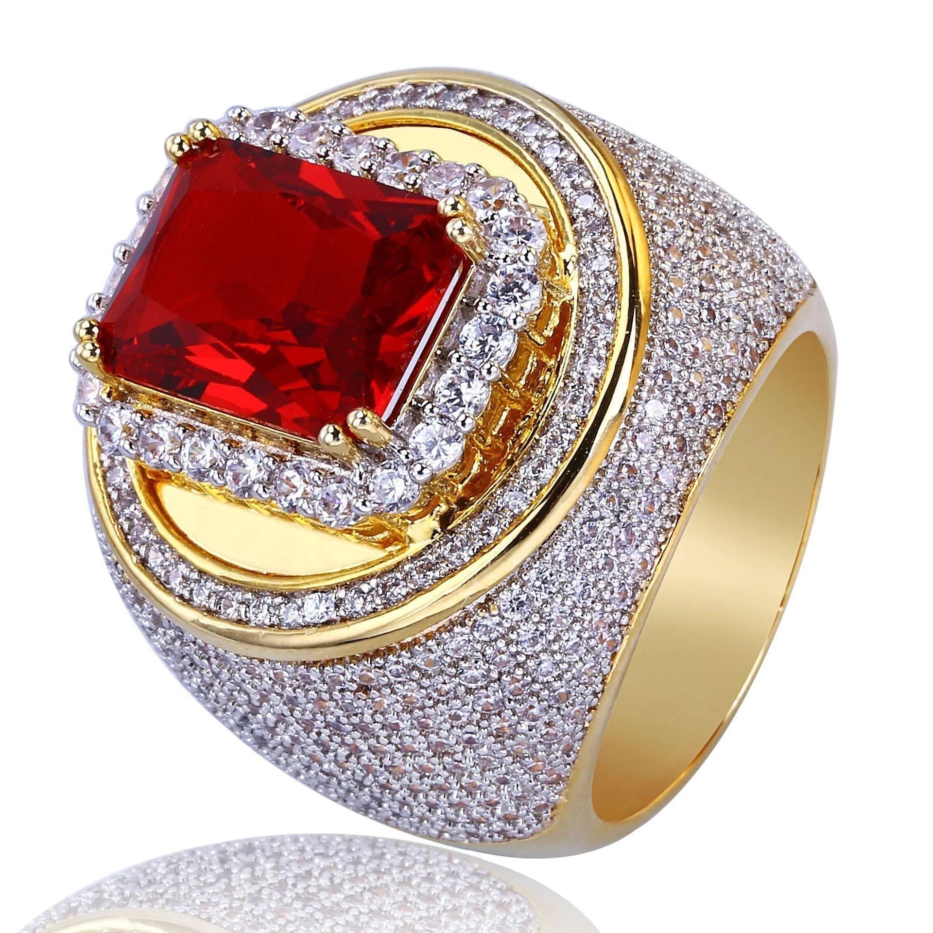 Men's Luxury Red Gold Color Ring Allmartdeal