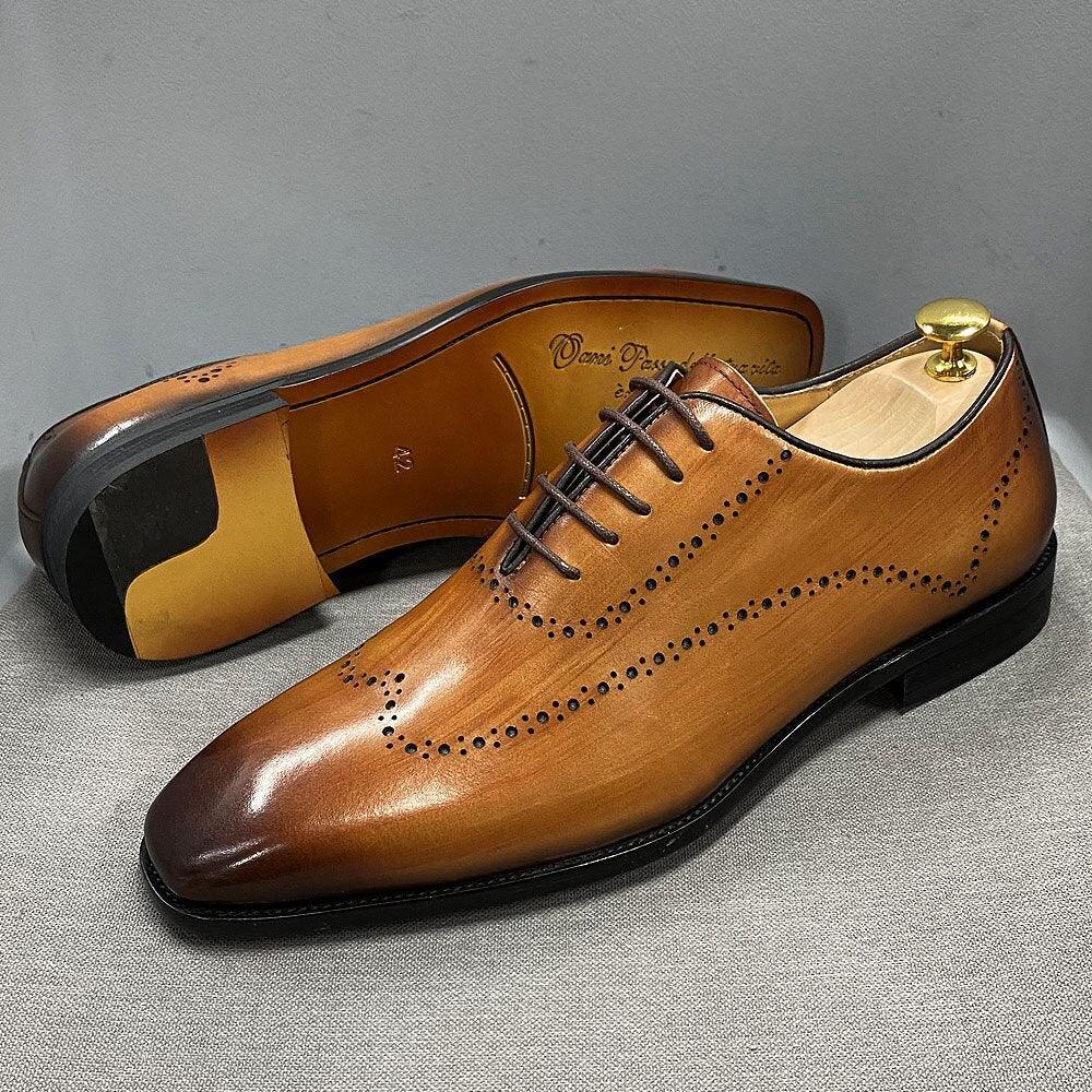 Men's Oxford Wingtip Genuine Calf Leather Shoes Allmartdeal