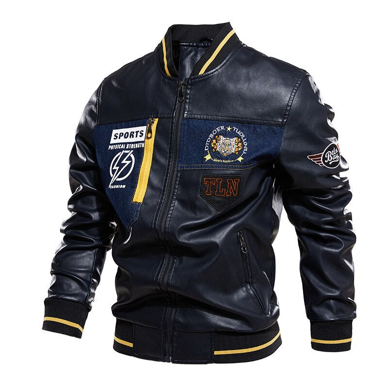 Men's PU Leather Fleece Motorcycle Jacket Allmartdeal