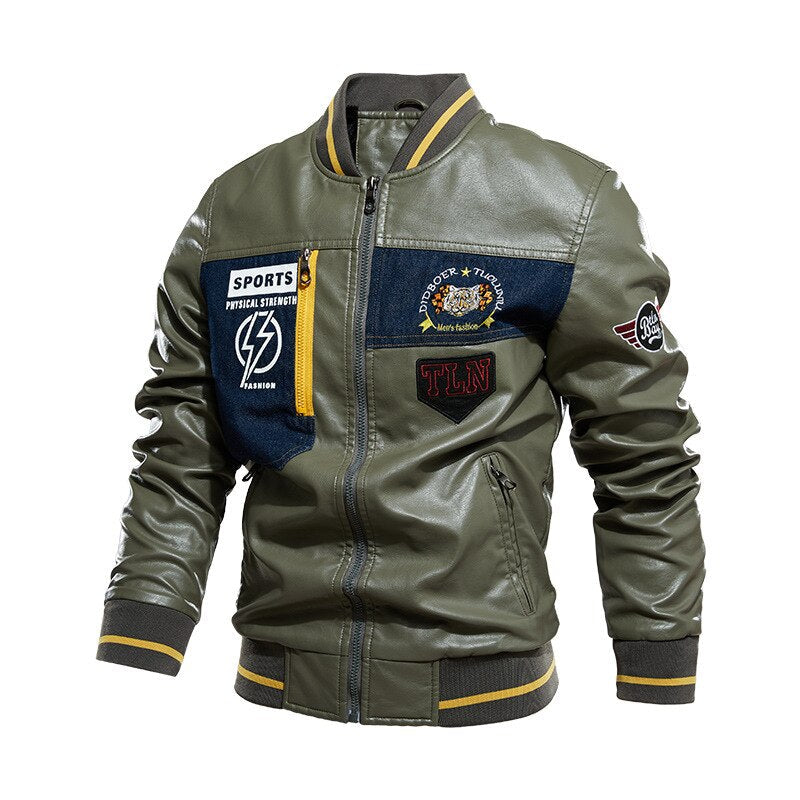 Men's PU Leather Fleece Motorcycle Jacket Allmartdeal