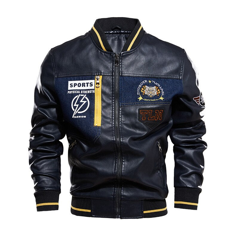 Men's PU Leather Fleece Motorcycle Jacket Allmartdeal